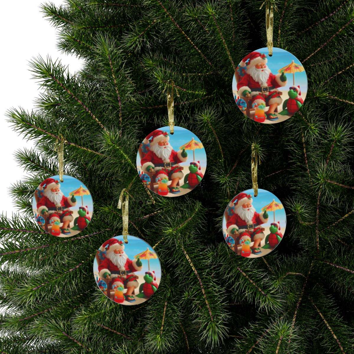 Tropical Santa Beach Ornament - Image 2