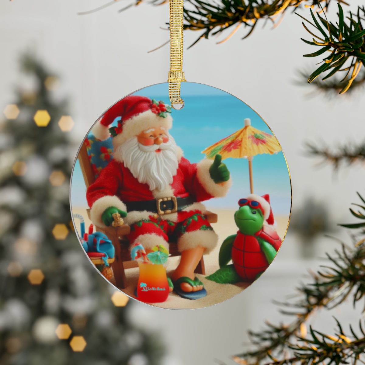 Tropical Santa Beach Ornament