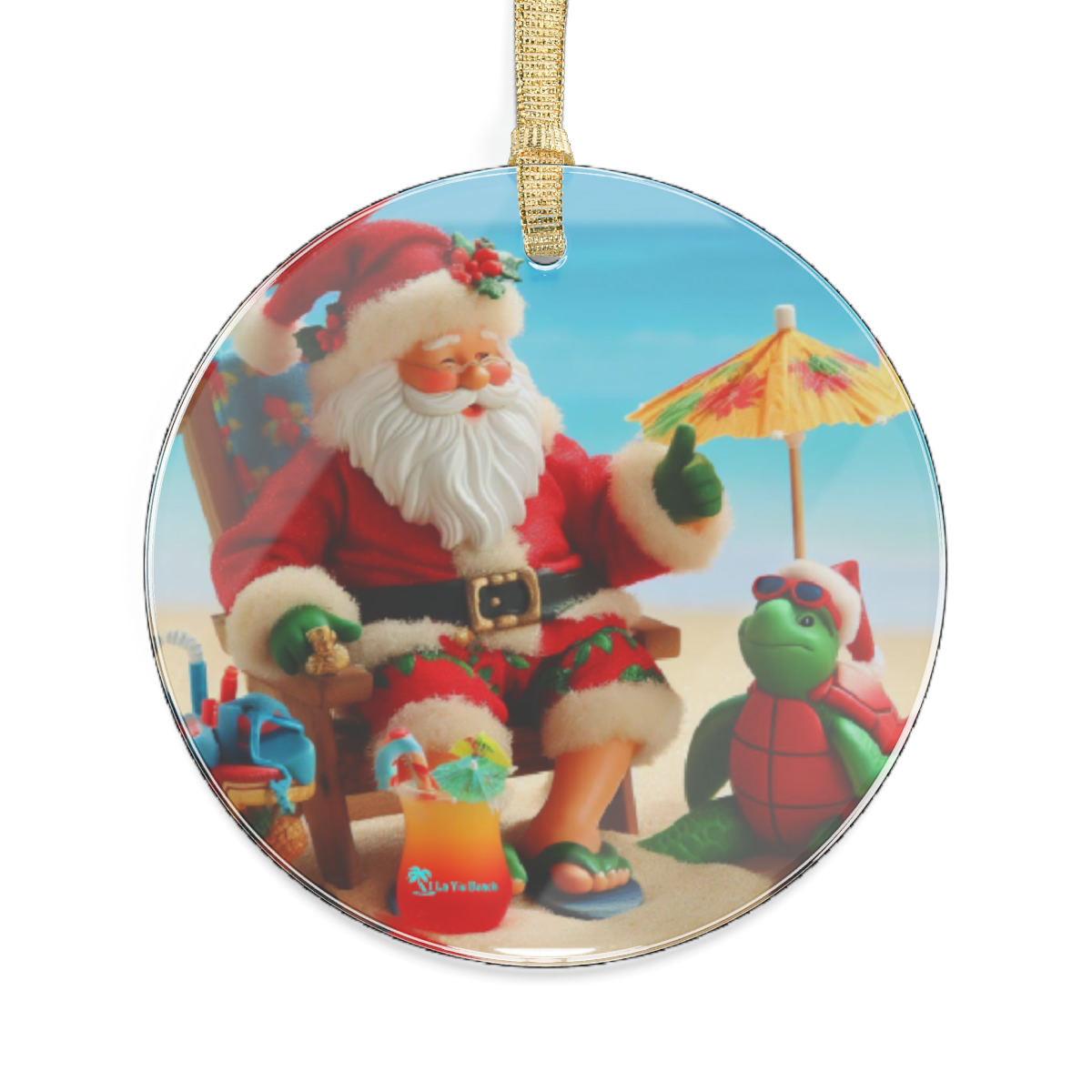 Tropical Santa Beach Ornament - Image 4